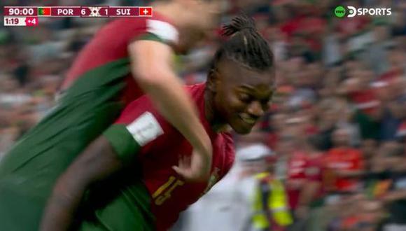 Gol de Rafael Leao para el 6-1 de Portugal vs. Suiza. (Captura: DirecTV Sports)