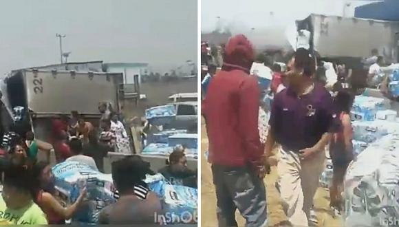 Camión con papeles higiénicos se volcó y pobladores hicieron de las suyas (VIDEO)