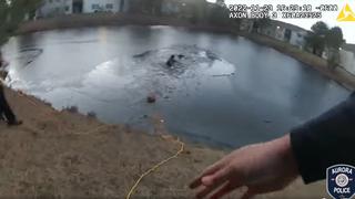 EE.UU.: Rescatan a un niño y una anciana tras caer a un lago congelado en Illinois (VIDEO)