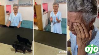 Abuelita pasa de la alegría al llanto al tirar pantalla de TV que le regaló su nieto | VIDEO
