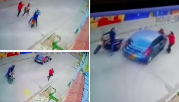Conductor vio que intentaban a asaltar a un mujer y atropello a la delincuente (VIDEO)