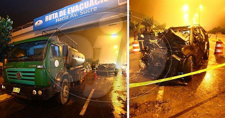 Costa Verde: auto choca contra cisterna municipal y deja dos muertos (FOTOS)