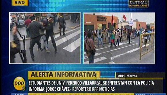 Cercado de Lima: Estudiantes de la Universidad Federico Villareal se enfrentan con la Policía  