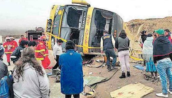 ¡Terrible! Bus se voltea en Arequipa y mueren 4 personas