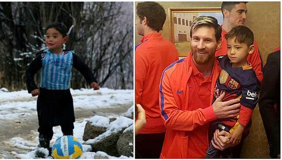 Lionel Messi: niño afgano con camiseta de plástico conoció a su ídolo (FOTOS Y VIDEO)