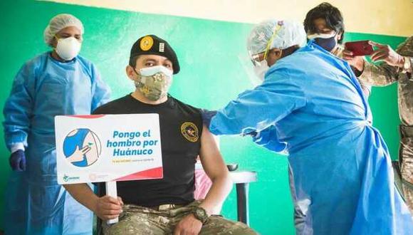 Huánuco: los miembros del Ejército recibieron la vacuna contra el COVID-19 y luego de 21 días serán inoculados con la segunda dosis. (Foto: Diresa Huánuco)
