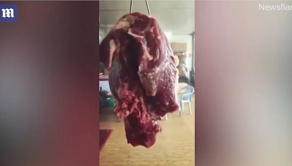 YouTube: iban a comprar pedazo de carne cuando empezó a moverse solito (VIDEO)