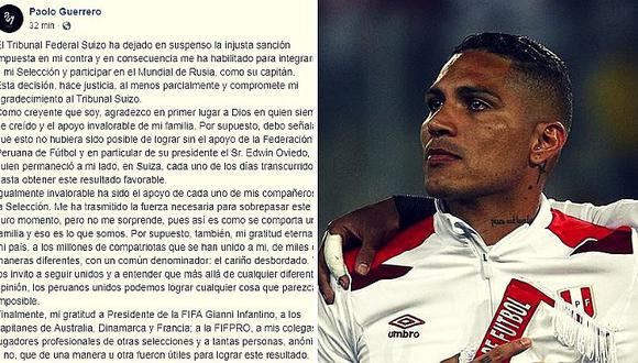 ​El mensaje de Paolo Guerrero tras saber que irá a Rusia 2018: "Cuando los peruanos nos unimos, todo es posible"