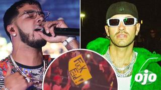 Anuel celebra mensaje de odio a Feid en su concierto: “Esa pancarta está bien bonita”