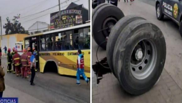 Bus queda sin llantas posteriores y deja 8 heridos en SJL (VIDEO)
