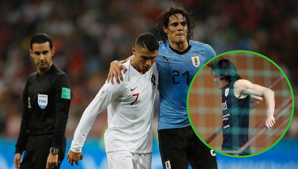 Edinson Cavani cojea en entrenamiento con Uruguay y preocupa para los cuartos de final (FOTO)