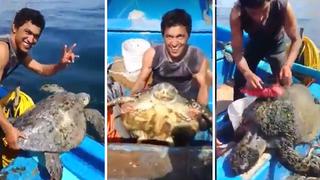 Joven se convierte en ejemplo tras desparasitar a tortuga (VIDEO)