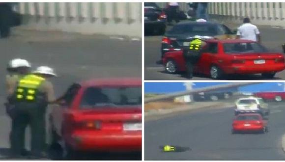 Callao: policía es arrollado varios metros por conductor que intentó fugarse (VIDEO)
