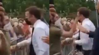 Hombre lanza cachetada a presidente francés Emmanuel Macron
