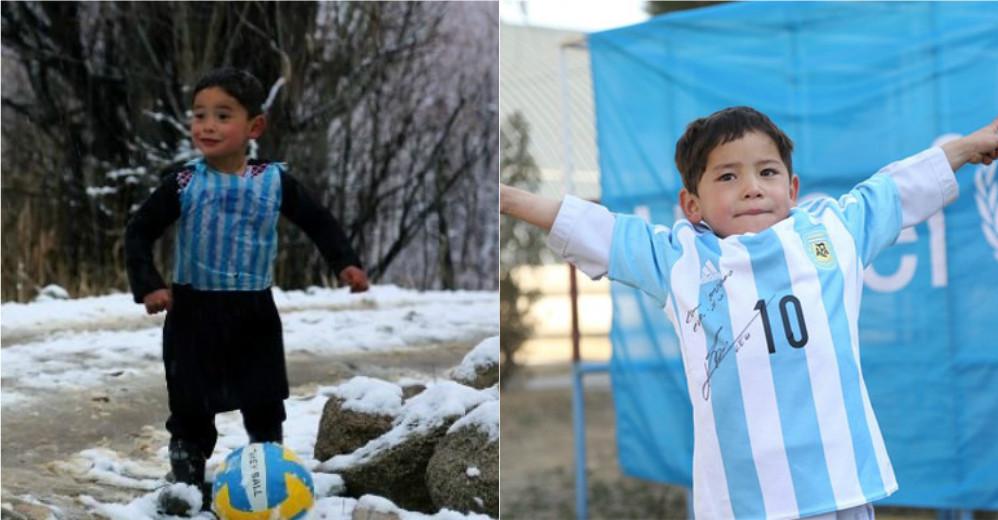 Lionel Messi envía camisetas al niño afgano que lo emuló con una bolsa 