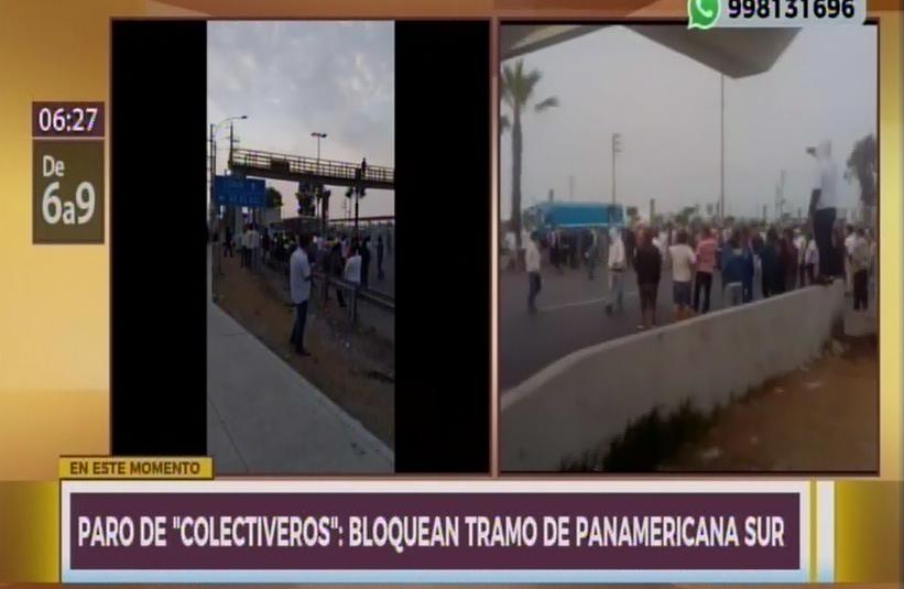 'Colectiveros' han bloqueado los kilómetros 18 y 19 de la Panamericana Sur. (Captura: Canal N)