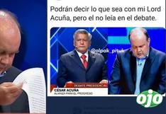 “Ni acuña”: usuarios recuerdan con memes a César Acuña tras ver a López Aliaga leyendo en el debate