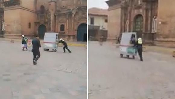 Policía se hace viral por ayudar a abuelita en Cusco (VIDEO)