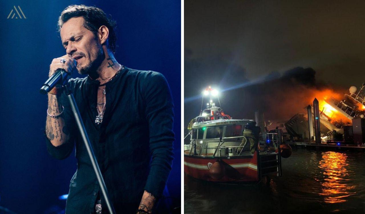 Yate de Marc Anthony se incendia