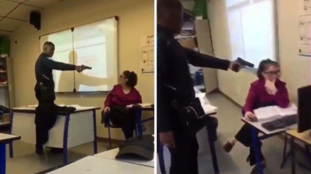 Alumno amenaza con pistola a profesora para que le ponga presente (VIDEO)