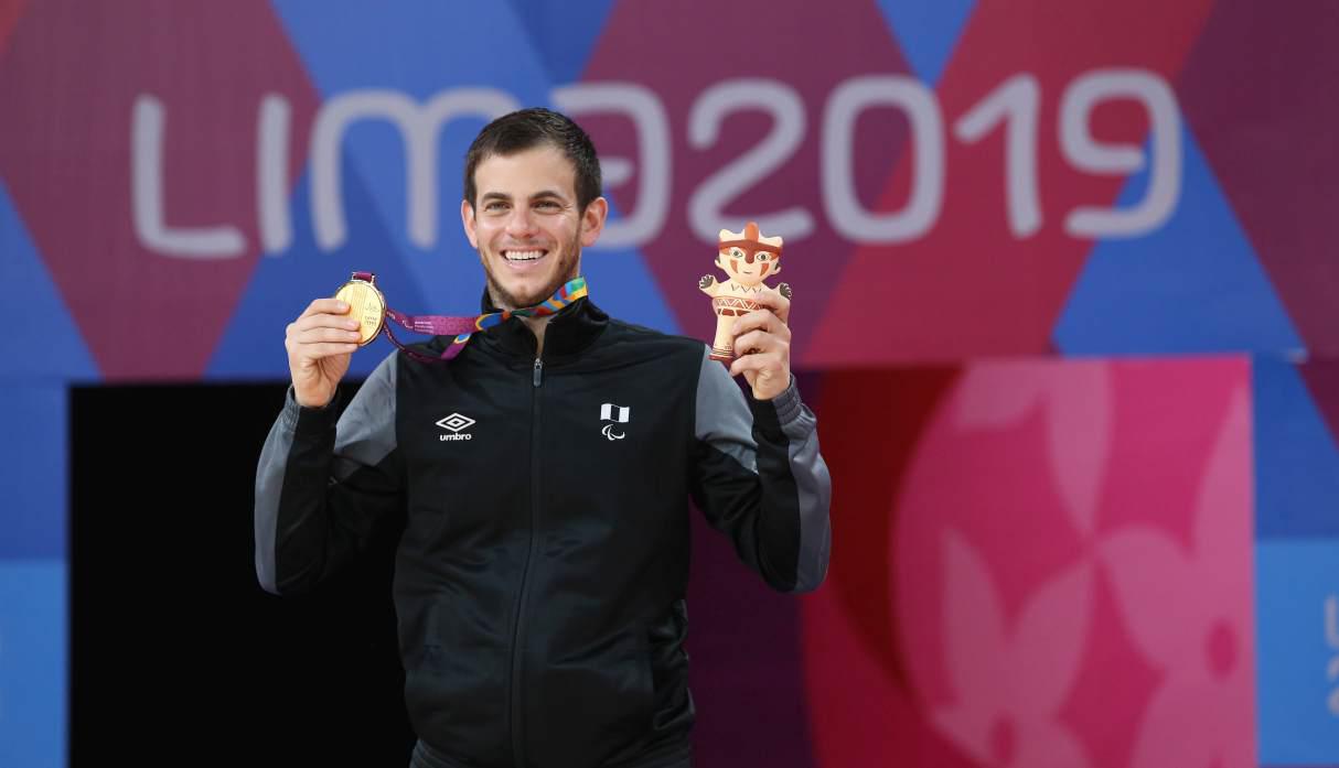 LIMA 31 AGOSTO 2019LIMA 2019, JUEGOS PARAPANAMERICANOS, CEREMONIA DE PREMIACION INDIVIDUALES MASCULINOS SL3 BADMINTON, MEDALLAS AL PERUANO PEDRO PABLO DE VINATEA (MEDALLA DE ORO), LEONARDO ZUFFO DE BRASIL (MEDALLA DE PLATA), ROLANDO BELLO DE CUBA (MEDALLA DE BRONCE) , EN EL POLIDEPORTIVO 3 DE LA VIDENA.FOTOS: VIOLETA AYASTA / EL COMERCIO