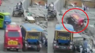 El Agustino: mototaxi fuera de control con tres niños a bordo cae sobre sobre techo de una casa | VIDEO