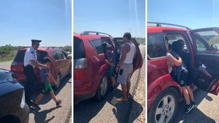 Familia olvida a niño en grifo y policía va tras de ellos para devolvérselo (VIDEO)