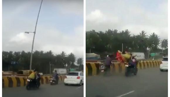  Niña que viajaba en moto se salva de morir tras chocar contra otro vehículo (VIDEO)