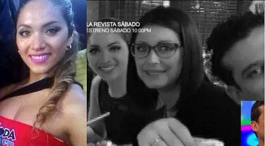 Foto de Isabel Acevedo posando con portada de Karla Tarazona y Christian Domínguez 