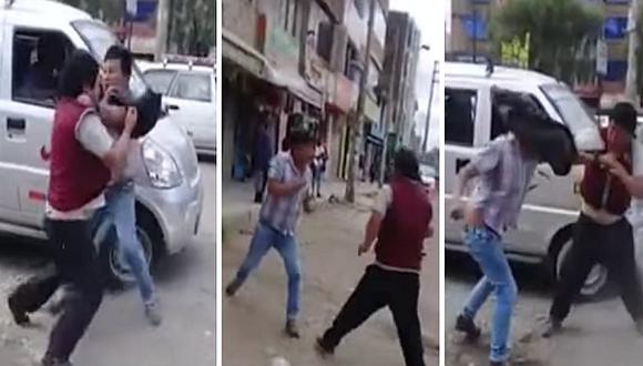 Dos conductores se agarran a golpes por pasajeros en Huancayo (VIDEO)