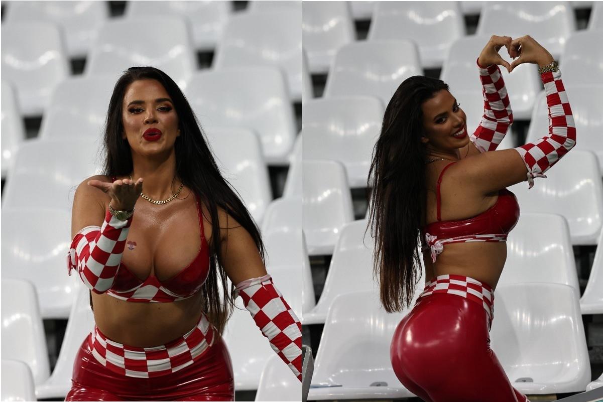 Ivana Knoll, la novia del Mundial Qatar 2022. La modelo croata saludando al público durante el encuentro entre Croacia y Brasil. (Foto: GEC / Daniel Apuy)