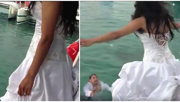 Facebook: novia se lanza al mar por hacer algo diferente en su boda pero... 