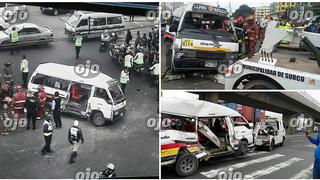 Surco: choque entre combi y camión de empresa de gaseosas deja diez heridos (FOTOS)