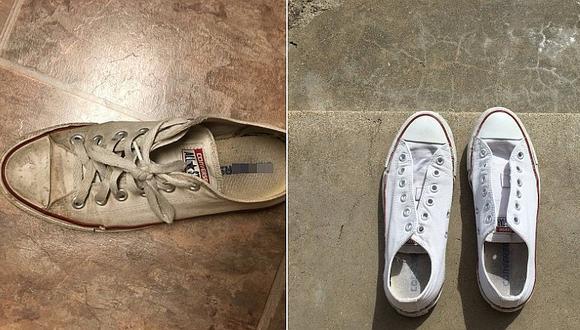 ¿Quieres que tus zapatillas blancas luzcan como nuevas? Truco casero se vuelve viral
