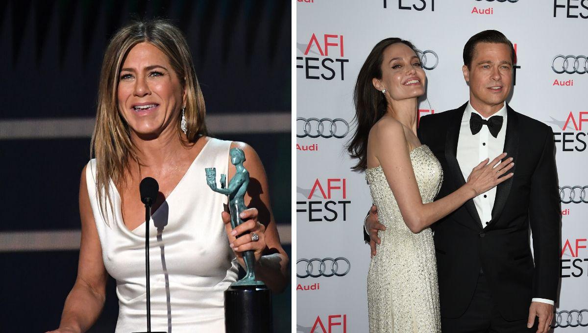 La actriz Angelina Jolie no parece estar de acuerdo con la amistad de Brad Pitt y jennifer Aniston.(AFP).