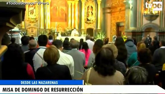 Fieles participan en misa de Domingo de Resurrección. Foto: Tv Perú Noticias