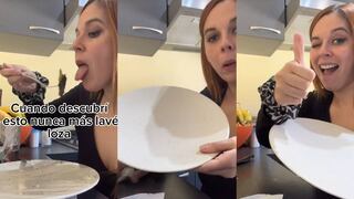 Joven presenta su truco para mantener los platos limpios sin necesidad de lavarlos: “Tips para los flojos”