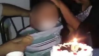 Niño quiso morder su torta de cumpleaños, pero casi termina en desgracia (VIDEO)