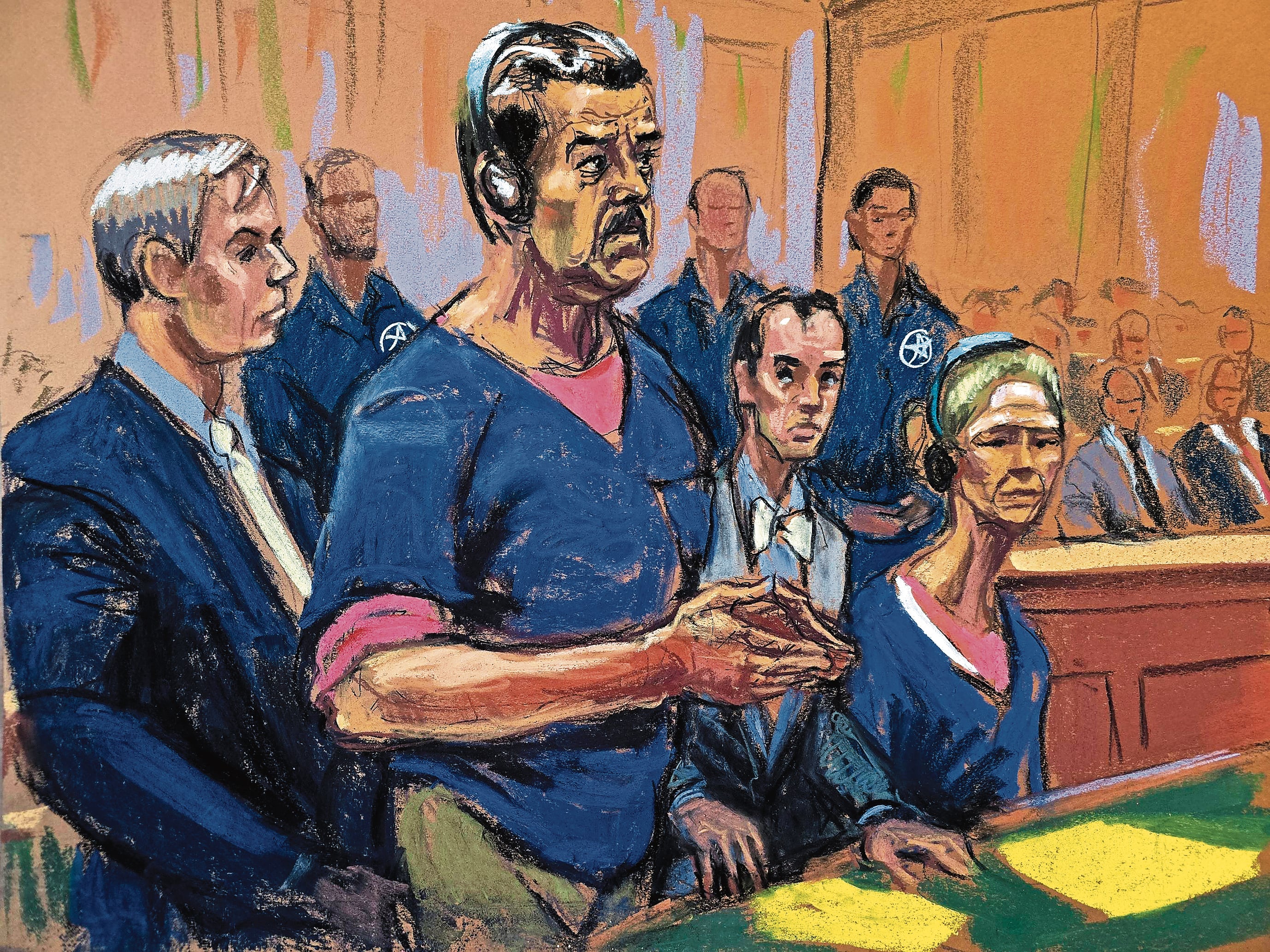 Vistió ropa de presidiario, al igual que su esposa.