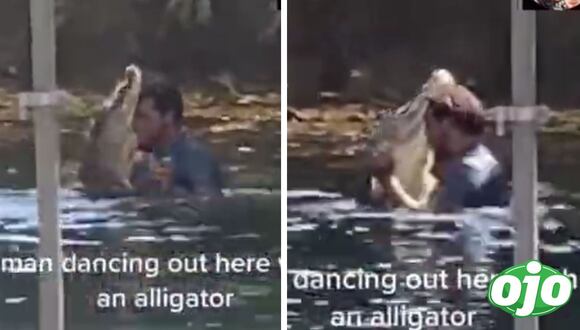 Ojo - Hombre bailando con un cocodrilo