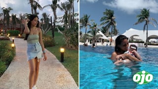 Samahara Lobatón se muestra muy feliz al lado de su pequeña Xianna en las playas de Cancún
