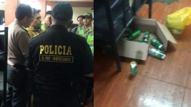 ¡Mira cómo beben! Policías tomaban alcohol en comisaría del Centro de Lima por Navidad