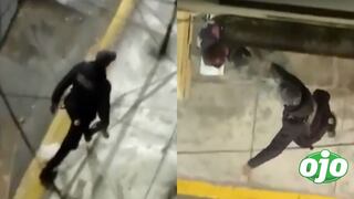 Sereno es captado golpeando con un bate de béisbol a mujer indigente en San Miguel