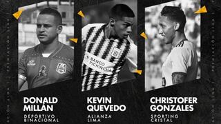 Kevin Quevedo, Donald Millán y Christofer Gonzales, nominados a Mejor Jugador del Año de la Liga 1