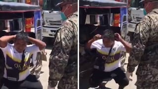 Coronavirus en Perú: Mototaxista hace “ranas” como sanción dada por militar | VIDEO