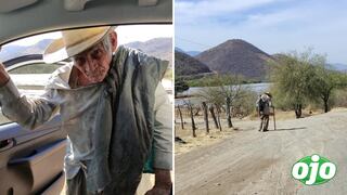 Abuelito de 92 años camina todos los días bajo el sol en plena carretera para encontrar a sus hijos 