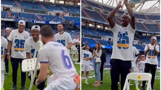 Curioso festejo de Alaba en Real Madrid: volvió a utilizar una silla y la levantó como trofeo | VIDEO
