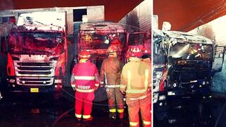 ​Dos camiones frigoríficos se queman en presunto taller clandestino de La Victoria (FOTOS y VIDEOS)