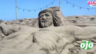 Semana Santa: Esculpen majestuoso Cristo de 25 toneladas de arena en Cerro Azul