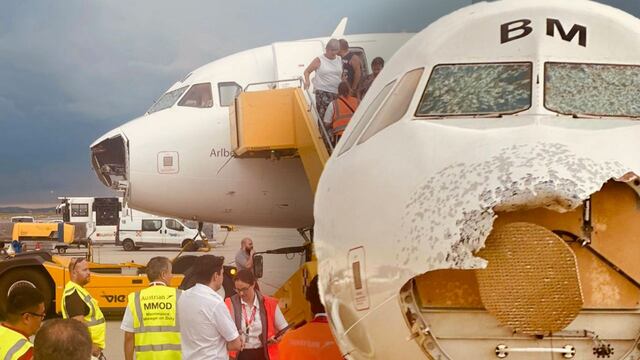 Granizo destroza la nariz de avión que aterrizaba con 179 personas a bordo